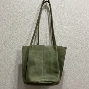 Portland Leather Green Bucket Tote Bag